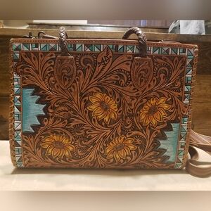 American Darling Tooled Leather Sunflower Purse